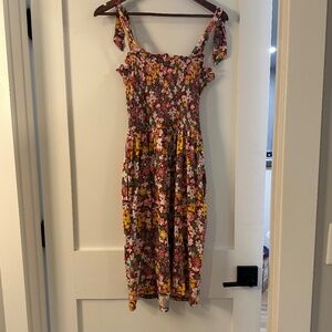Toad&Co Gemina Sleeveless Dress - Brick Garden Print / M